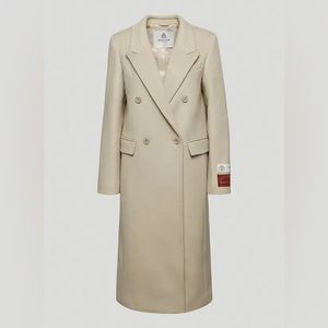 Aritzia Bobaton Elegant Cream Double-Breasted Coat Size XS